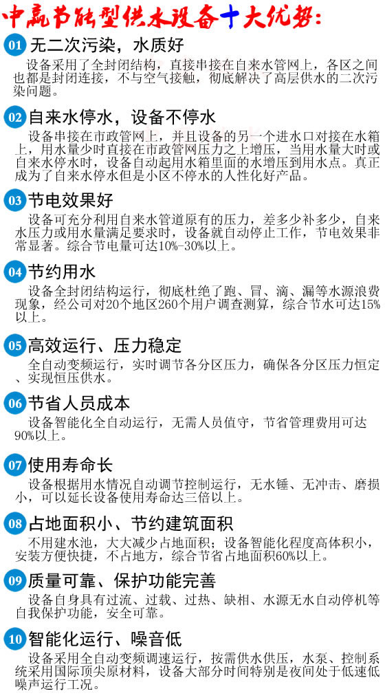 中贏差量補償箱式無負(fù)壓供水設(shè)備的十大獨特優(yōu)勢 中贏差量補償箱式無負(fù)壓供水設(shè)備的十大獨特優(yōu)勢